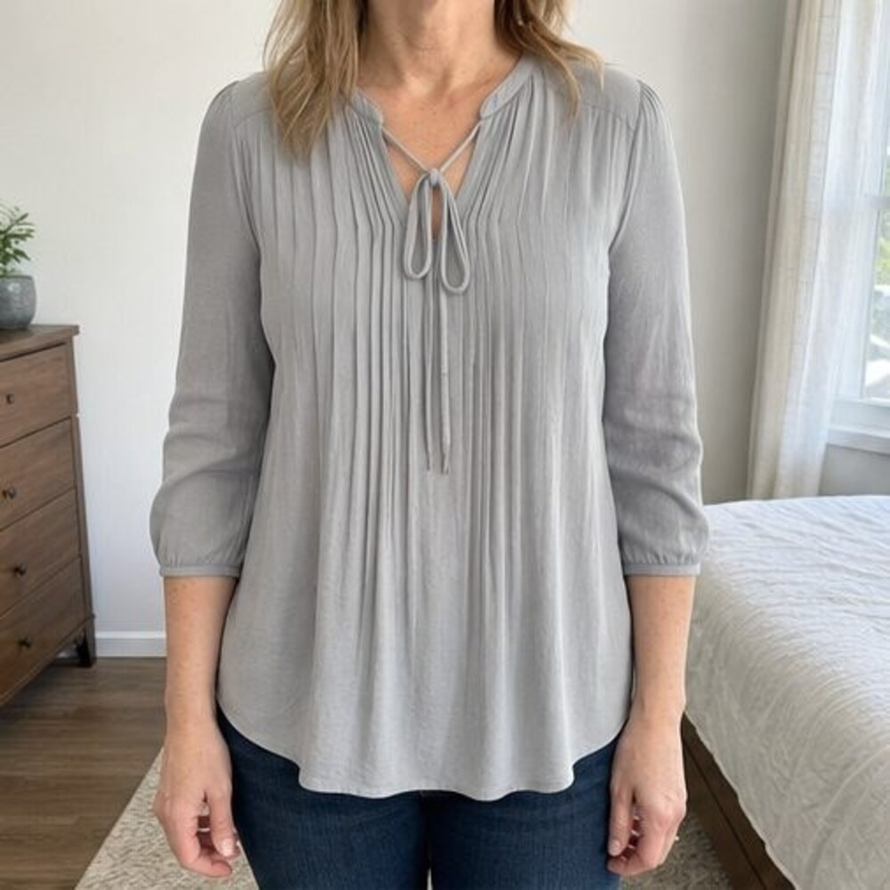 Gray Pleated Blouse